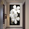 vita blommor Crytal 5d glastavla - Decorett