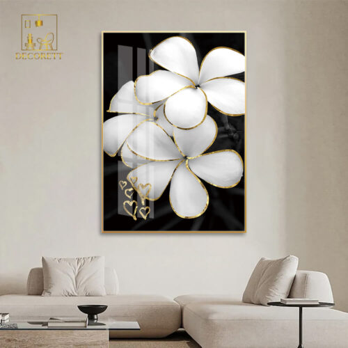 Vita Blommor Crystal 5D Glastavla - Bild 5